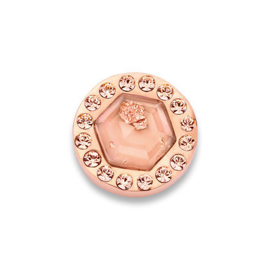 Mi Moneda LUN-28-XS Luna Light Pink Stainless Steel Rosegold Plated Disc With Flakes And Swarovski Crystals