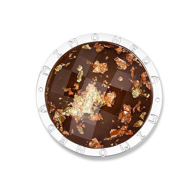 Mi Moneda LUN-31-L Luna Brown Stainless Steel Disc With Gold And Rosegold Toned Flakes