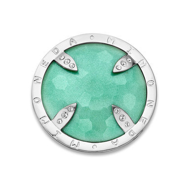 Mi Moneda SW-BELI-18-L Belize Turquoise Stainless Steel Disc With Special Cut And Swarovski Crystals