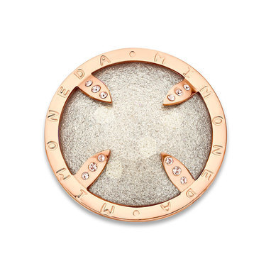 Mi Moneda SW-BELI-35-L Belize Metallic Stainless Steel Rosegold Plated Disc With Special Cut And Swarovski Crystals
