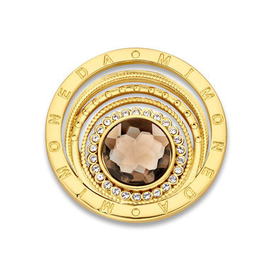 Mi Moneda SW-CARI-02-L Cariňa Stainless Steel Gold Plated Open Disc With Swarovski Crystals And Xs Moneda