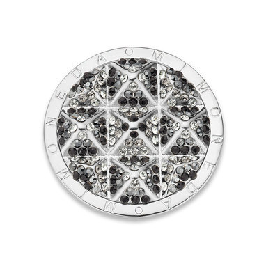 Mi Moneda SW-CLEO-01-L Cleo Stainless Steel Disc With Black Colored Swarovski Crystals