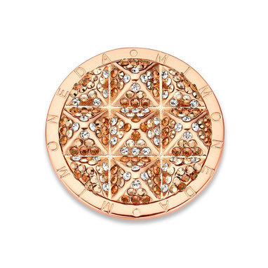 Mi Moneda SW-CLEO-03-L Cleo Stainless Steel Rosegold Plated Disc With Peach Colored Swarovski Crystals