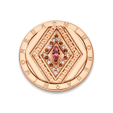 Mi Moneda SW-MIR-03-M Mira Stainless Steel Rosegold Plated Disc With Studs And Swarovski Crystals