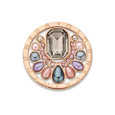 Mi Moneda SW-PAJ-03-L Pájaro Stainless Steel Rosegold Plated Disc With Pearls And Swarovski Crystal