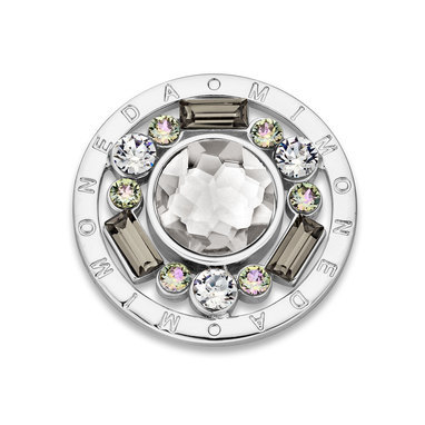 Mi Moneda SW-RICA-01-M Rica Stainless Steel Open Disc With Swarovski Crystals And Xs Moneda