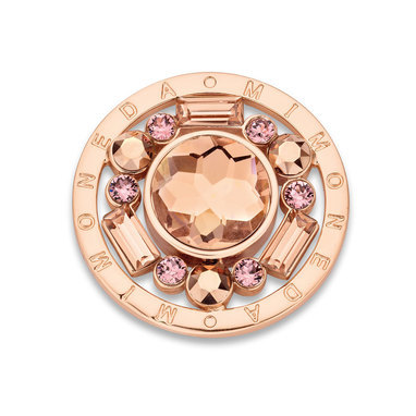 Mi Moneda SW-RICA-03-M Rica Stainless Steel Rosegold Plated Open Disc With Swarovski Crystals And Xs Moneda