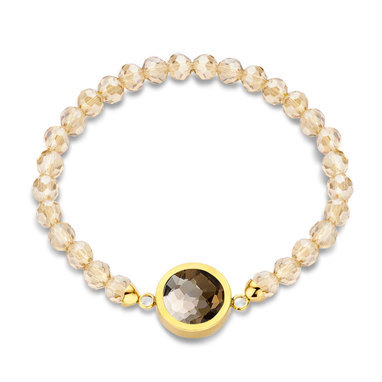 Mi Moneda BRA-SEL-02-19 Selma Bracelet Stainless Steel Gold Plated With Champagne Beads And Xs Moneda