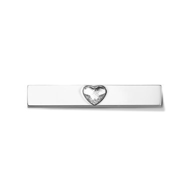 Take what you need TWYN-BAR-SWHE-01 Heart Bar Stainless Steel Silver Toned With Swarovski Heart