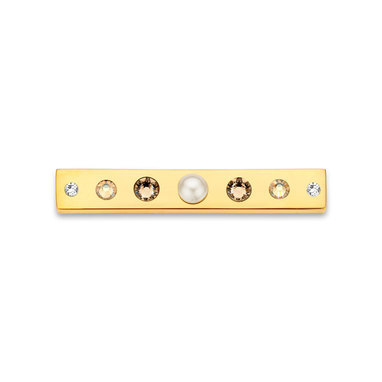 Take what you need TWYN-BAR-SWPA-02 Parisian Bar Stainless Steel Gold Toned With Swarovski Crystals And Pearls