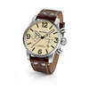 TW Steel MS23 45mm steel case chrono date cream dial chocolate brown vintage leather strap horloge 1
