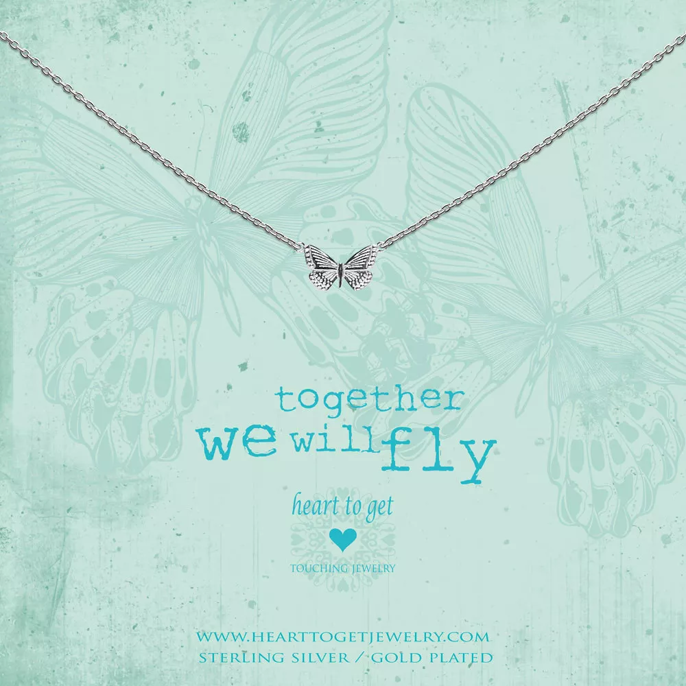 Heart to get N359BUT17S Ketting Butterfly Together we will fly zilver
