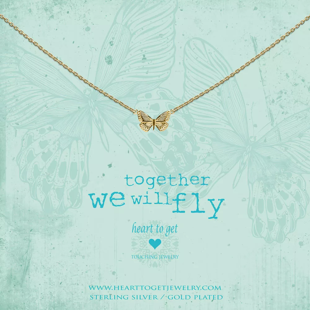 Heart to get N359BUT17G Ketting Butterfly Together... zilver goudkleurig
