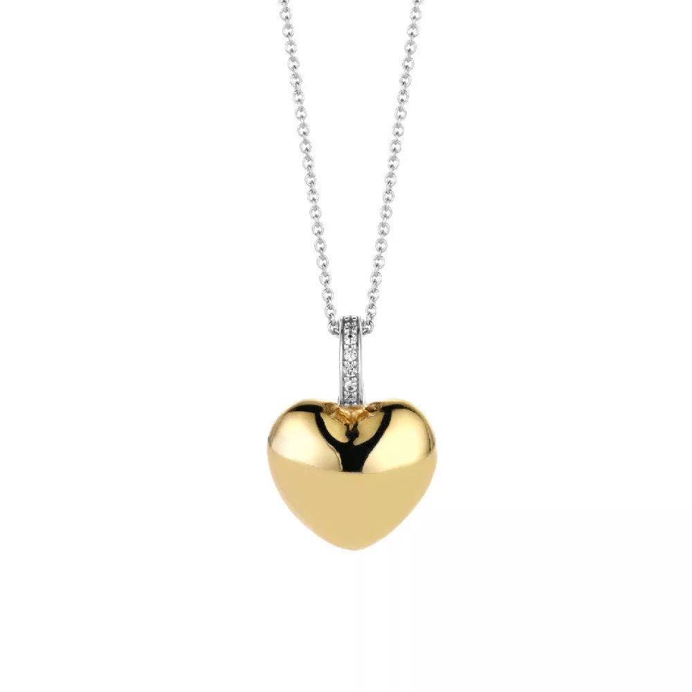 TI SENTO - Milano 6745SY Ketting met hanger hart zilver-goudkleurig 15,5 x 22 mm 38-48 cm