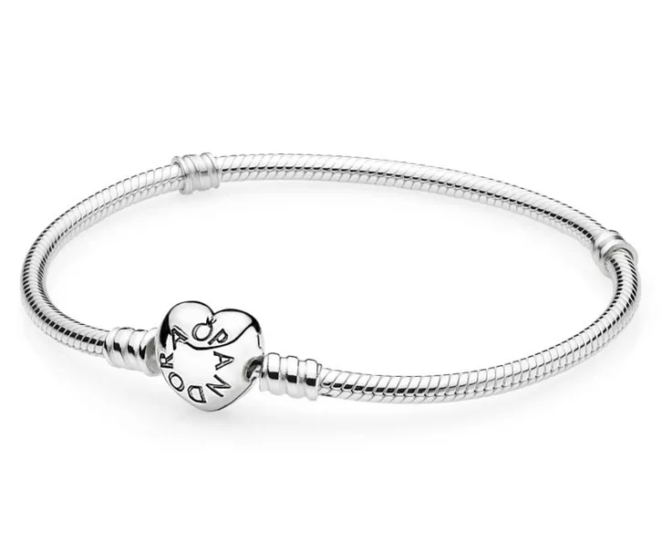 Pandora Moments 590719 Armband Heart Clasp Snake Chain zilver 