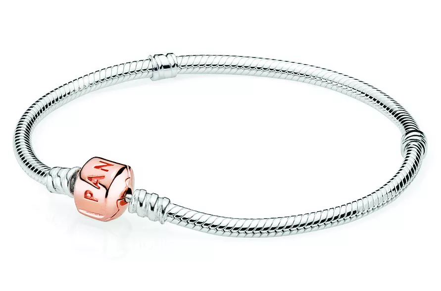 Pandora Moments 580702 Armband Snake Chain zilver-rosekleurig