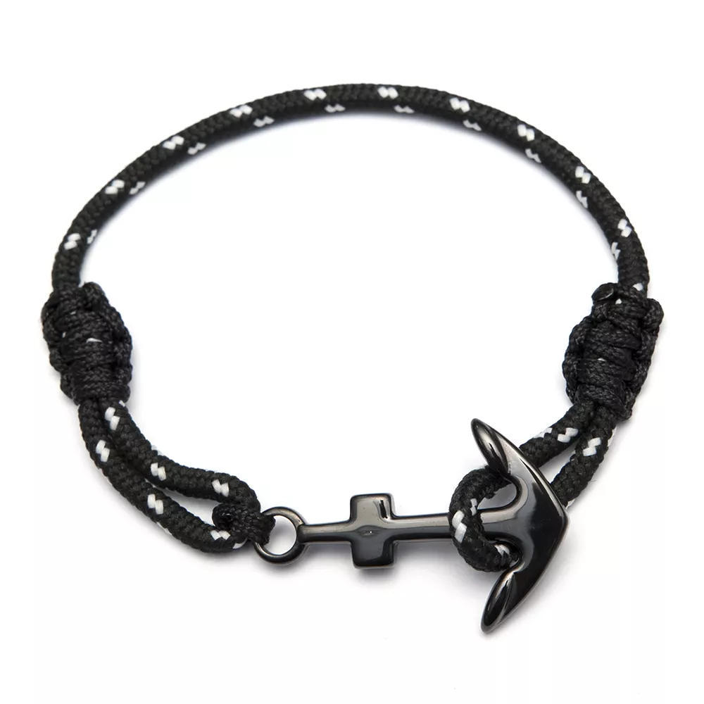 Frank 1967 7FB-0148 Armband Nautical Rope nylon/staal wit-zwart