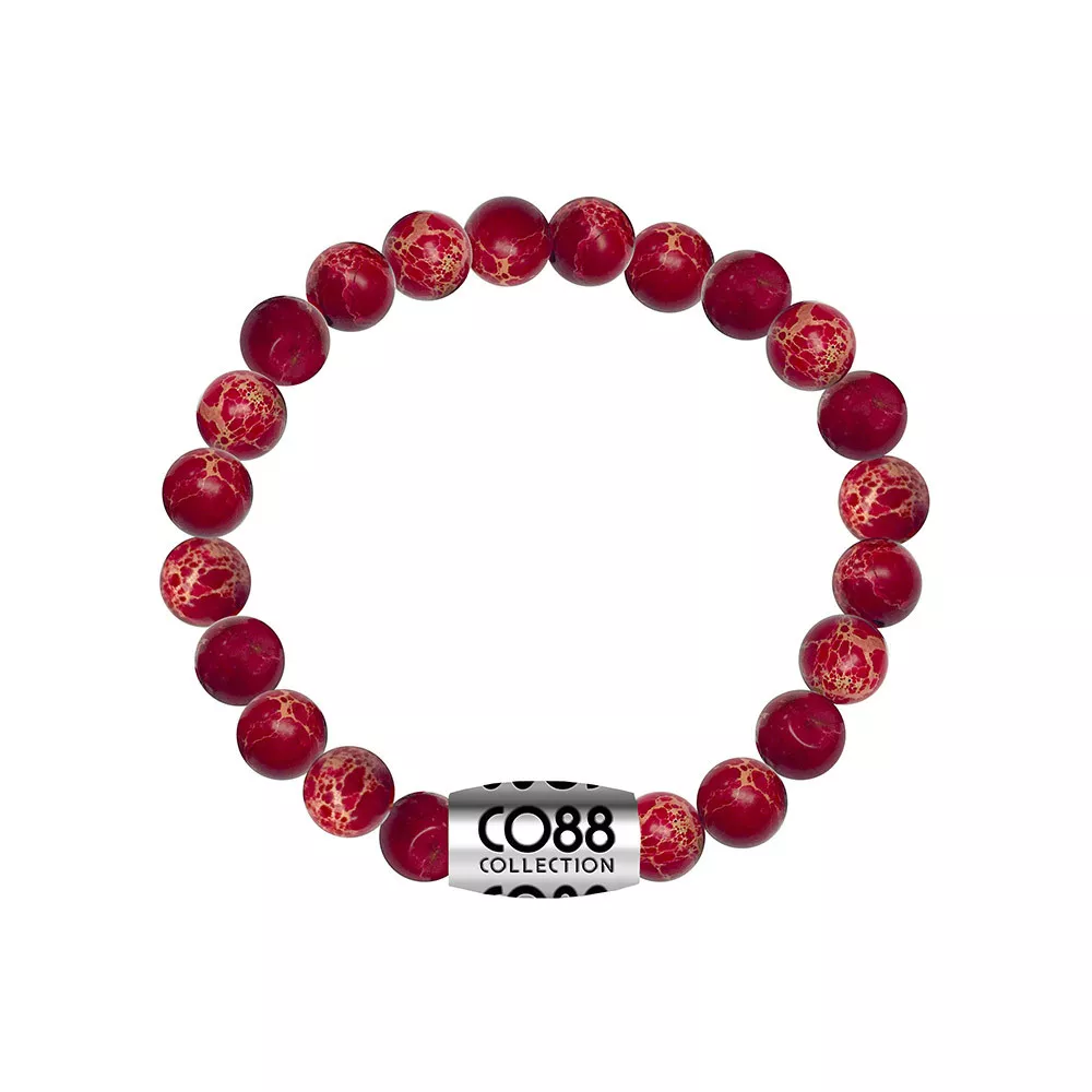 CO88 Armband met logobead staal/sediment/rood, rek/all-size 8CB-17027 