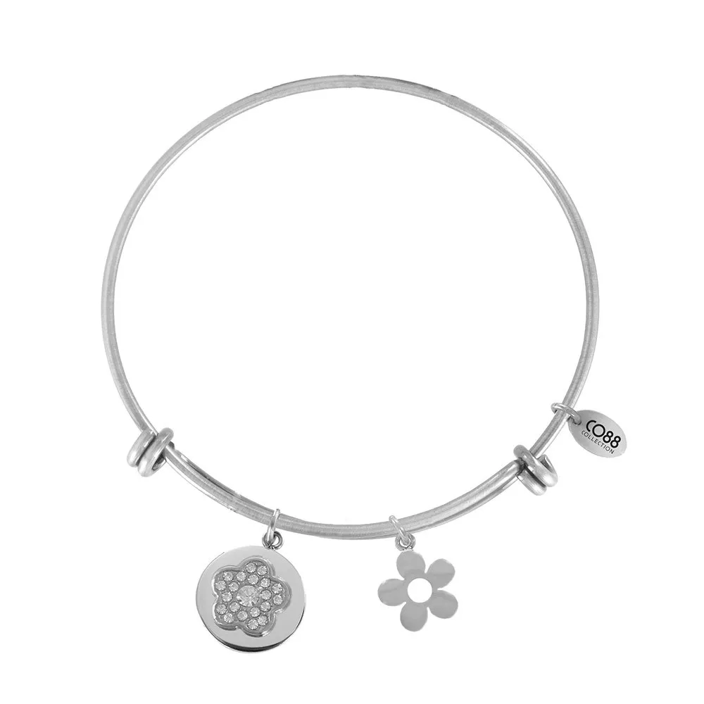 CO88 Armband Bangle Bloemen staal one-size 8CB-20005