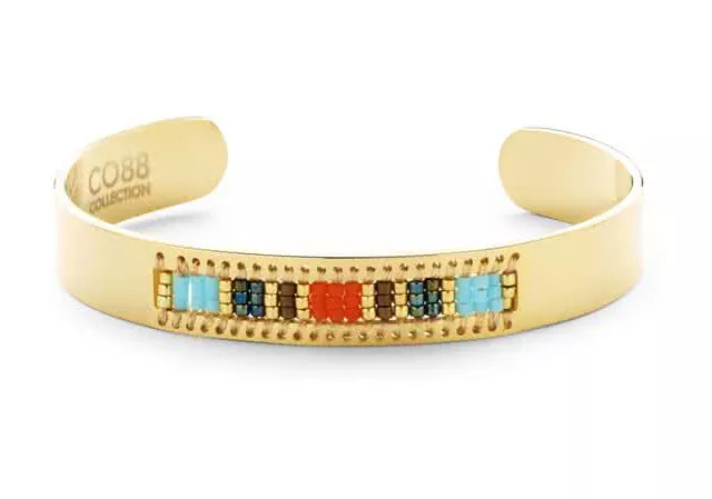 CO88 Collection 8CB-90128 - Stalen open bangle met Miyuki beads - one-size - goudkleurig