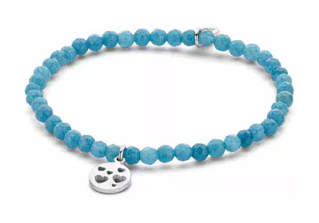 CO88 8CB-90158 - Natuurstenen armband met hanger - hart - 4 mm Jade n maat blauw