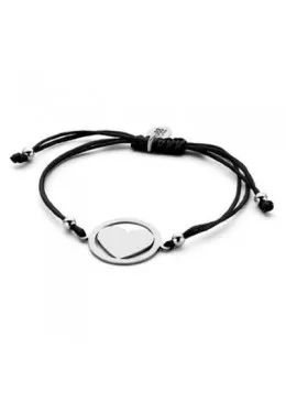 CO88 8CB-90180 - Armband met stalen bedel - hart n maat zwart / zilverkleurig