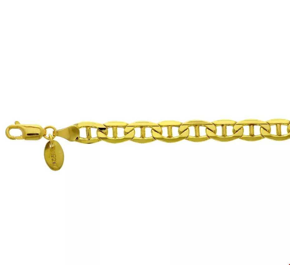 Zilgold Armband anker geelgoud met zilveren kern 6,5 mm x 21 cm lang