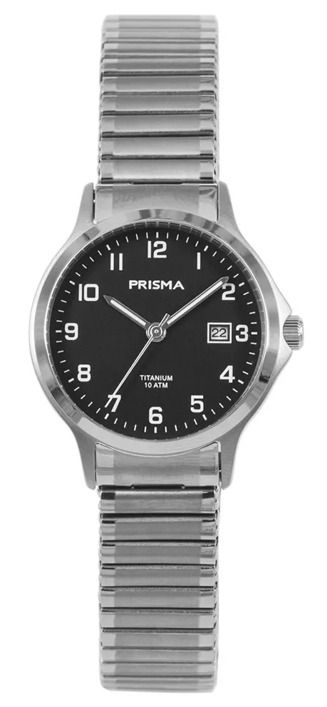 Prisma P.1717 Horloge rekband titanium zilverkleurig-zwart 29 mm