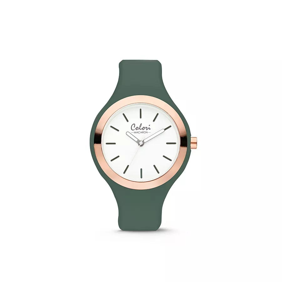 Colori Horloge Macaron staal/siliconen roskleurig/groen 30 mm  5-COL510