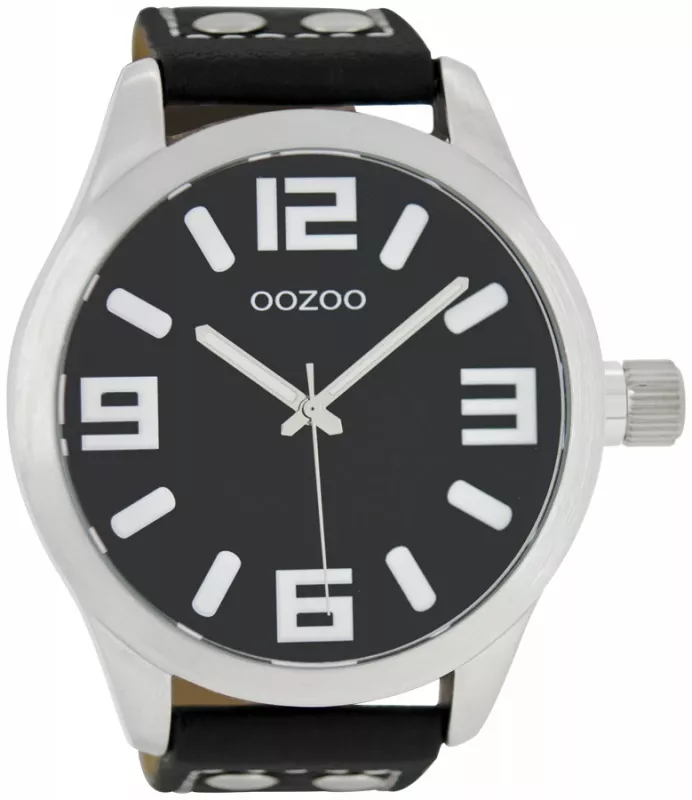 OOZOO C1004 Horloge Timepieces staal-leder zwart 51 mm