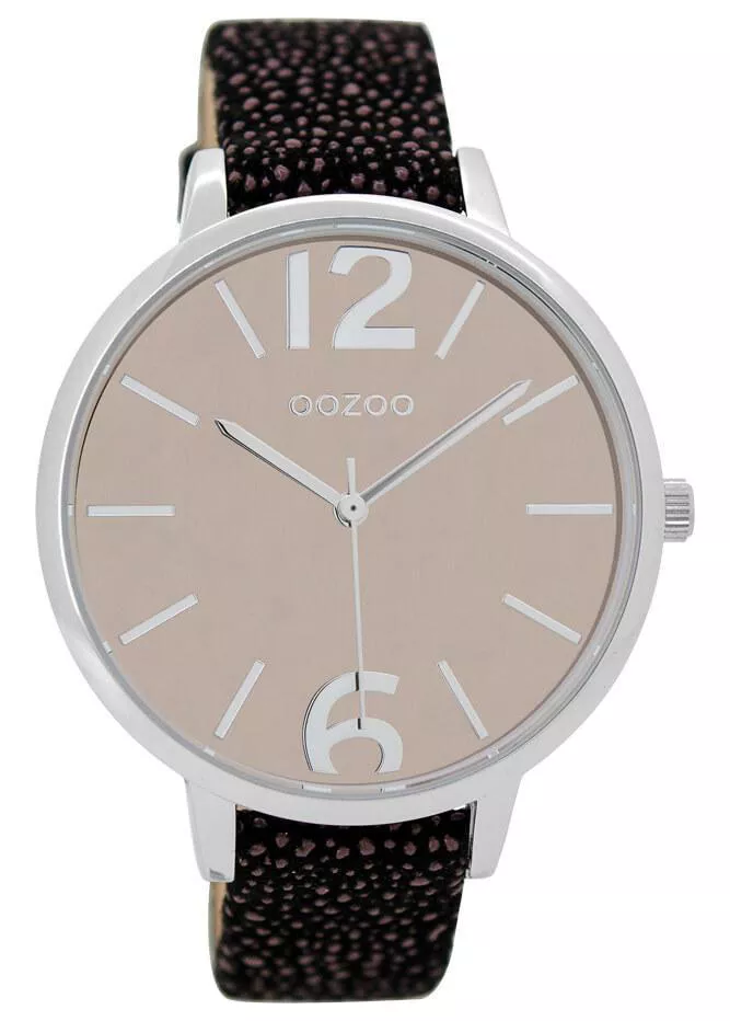 OOZOO Horloge Timepieces shiny black croco 43 mm C9154