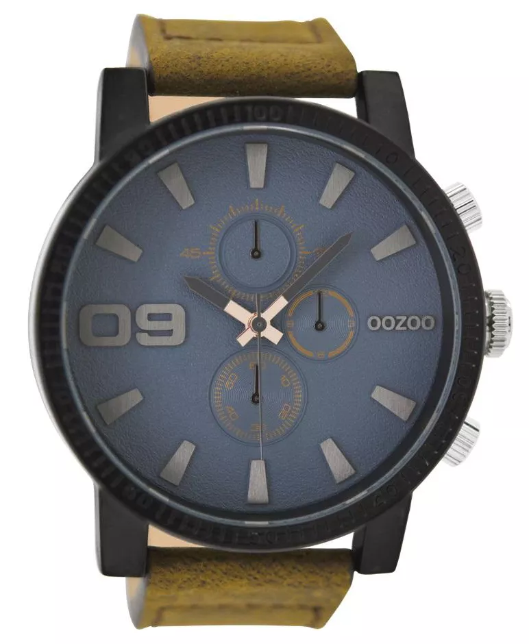 OOZOO Horloge C9030 Timepieces staal-leder bruin-grijs 50 mm 