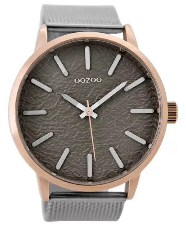OOZOO Horloge Timepieces staal zilver-ros-taupe 48 mm C9232