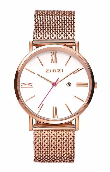 Zinzi ZIW508M Horloge Retro rosekleurig-wit + gratis armband 34 mm