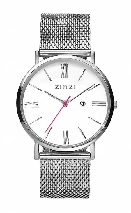 Zinzi ZIW506M horloge Retro staal zilverkleurig-wit  34 mm + gratis armband 