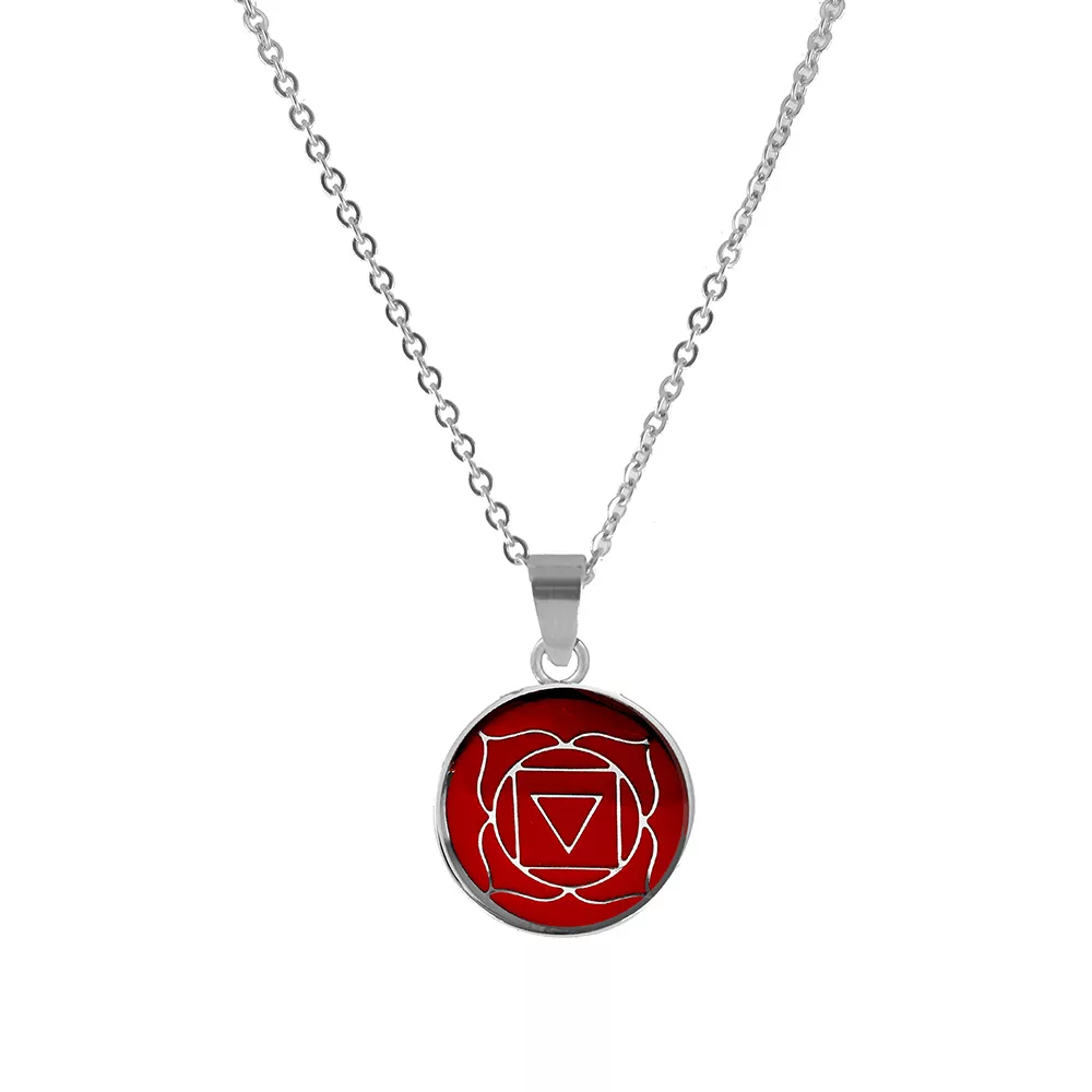CO88 Ketting Chakra Root staal/glas rood 42-47 cm 8CN-26006