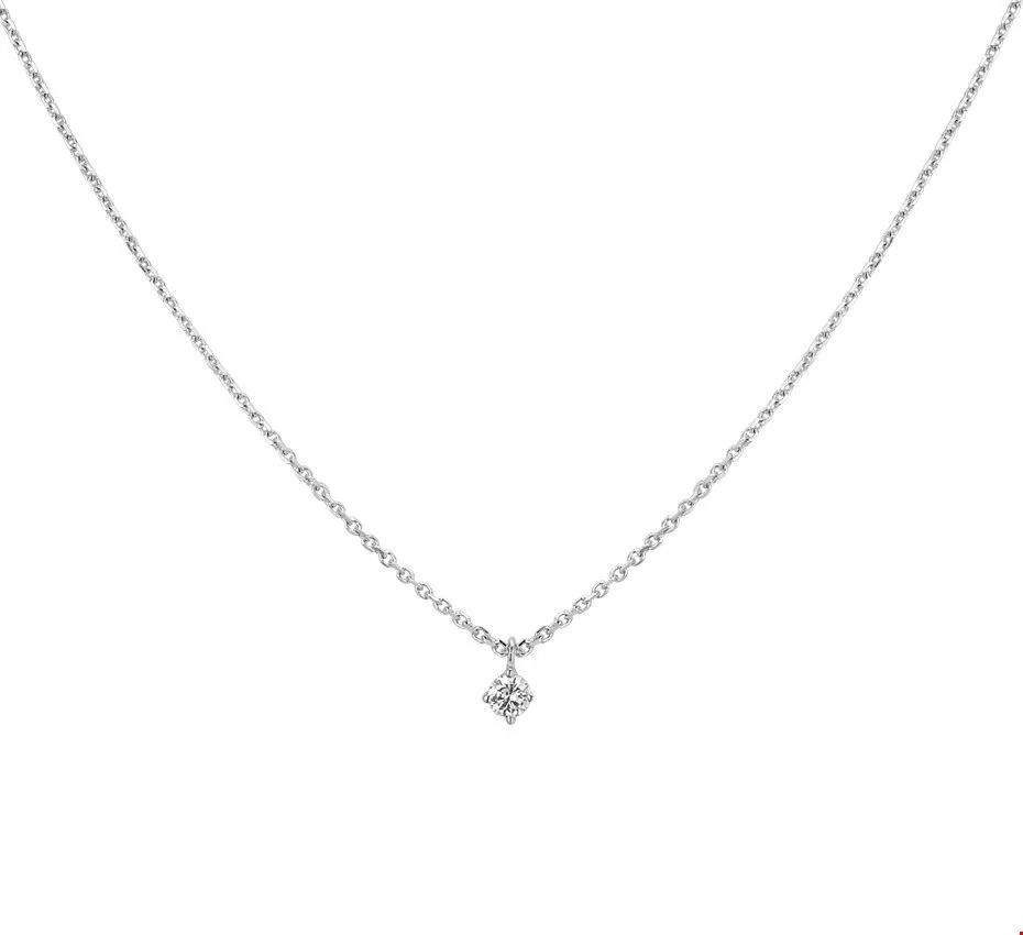 Collier Witgoud Diamant 0.10ct (H SI) 1,25 mm x 41-45 cm lang