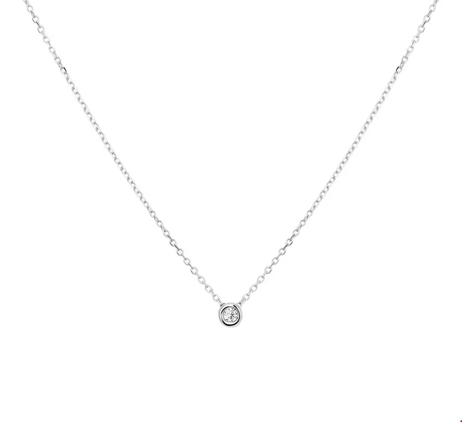 Collier Witgoud Diamant 0.03ct (H SI) 1,0 mm x 41-45 cm lang