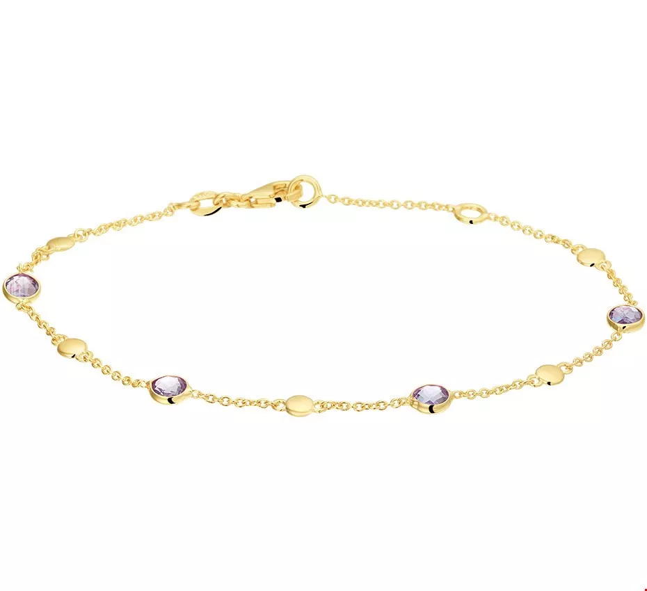 Huiscollectie Armband Goud Amethyst 1,2 mm 17 - 19 cm