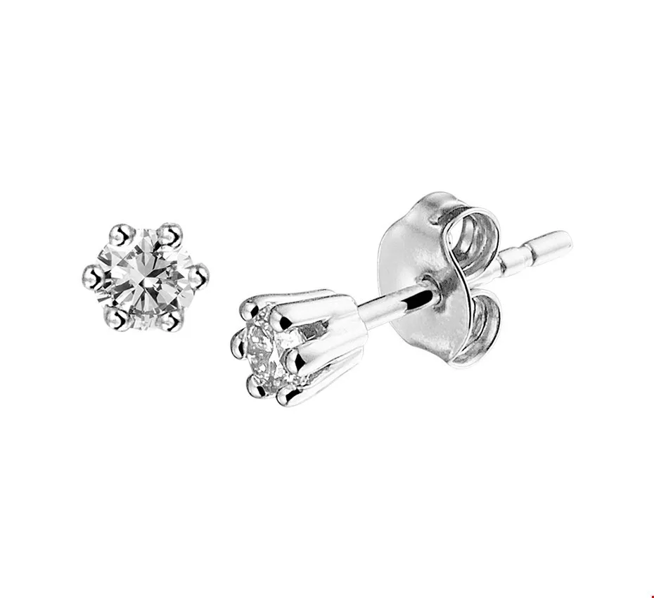 Huiscollectie Oorknoppen Diamant 0.20ct (2x0.10ct) H SI Witgoud Glanzend