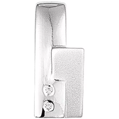 Huiscollectie Hanger Zilver Diamant 0.014 ct. Poli/mat 19,5 x 7,5 mm