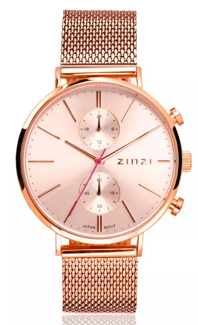 Zinzi horloge Traveller Dual Time Rosgold + Gratis armband 39 mm ZIW705M