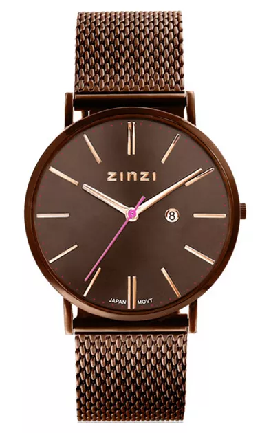 Zinzi horloge Retro bruin-rosékleurig 38 mm + gratis armband ZIW415M