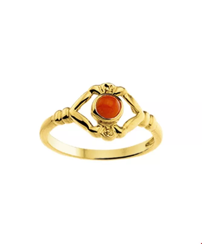 Ring geelgoud-bloedkoraal rood 