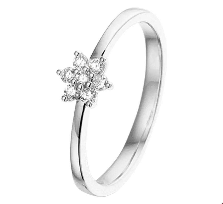 Huiscollectie Ring Ster Diamant 0.14ct H SI Witgoud