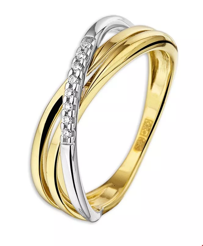 Huiscollectie Ring Diamant 0.04ct H SI Bicolor Goud