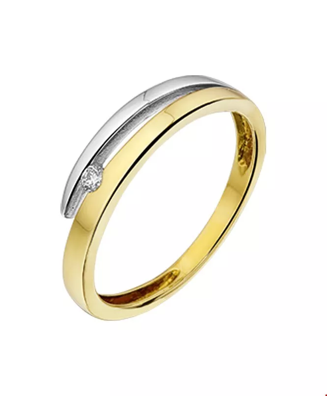 Huiscollectie Ring Diamant 0.035ct H SI Bicolor Goud