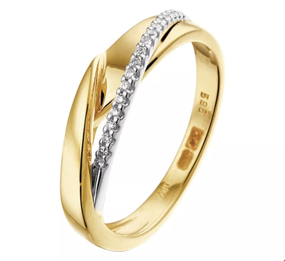Huiscollectie Ring Diamant 0.07ct H SI Bicolor Goud