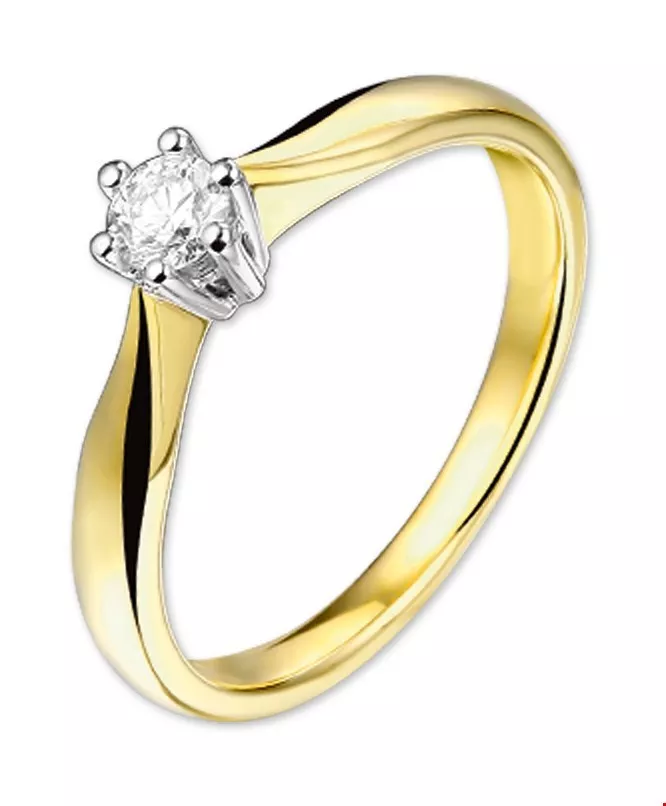 Huiscollectie Ring Diamant 0.20ct H SI Bicolor Goud