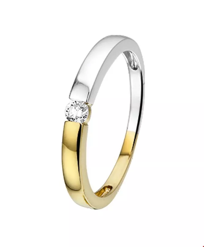 Huiscollectie Ring Diamant 0.09ct H P1 Bicolor Goud